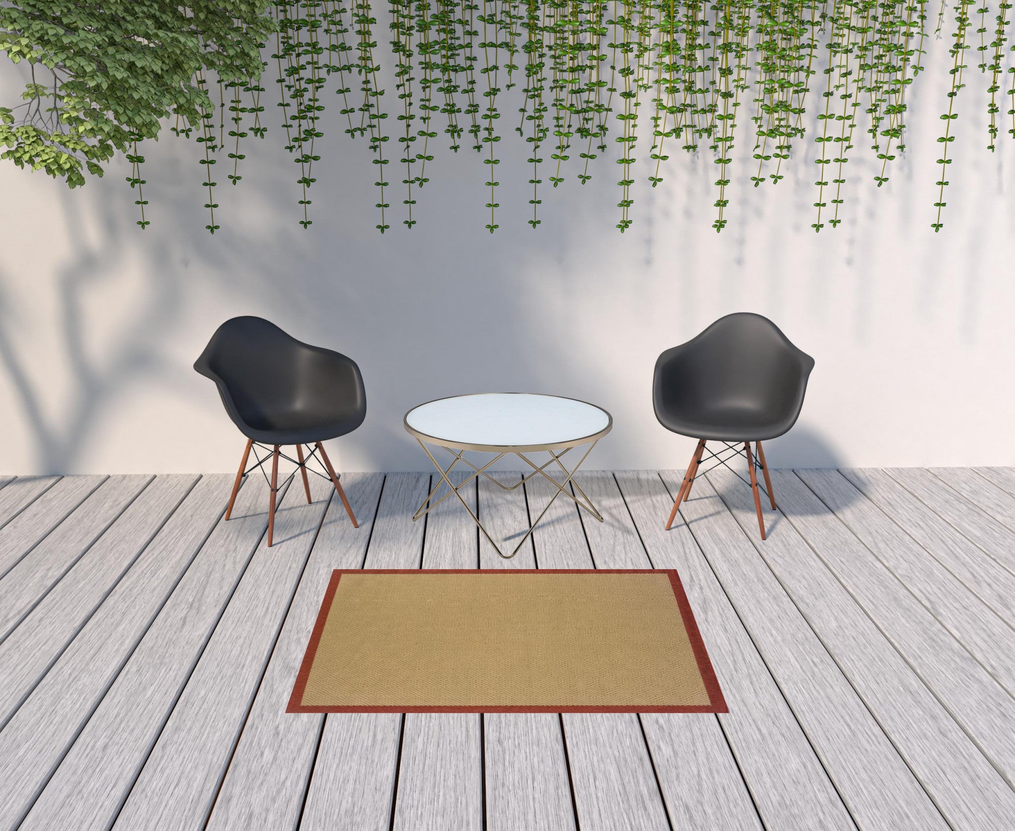 4' x 6' Beige Indoor Outdoor Area Rug