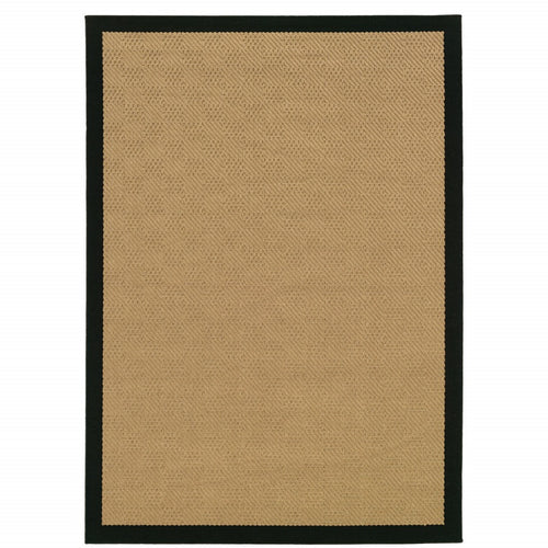 5' x 8' Beige and Black Indoor Outdoor Area Rug