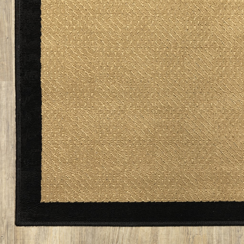 5' x 8' Beige and Black Indoor Outdoor Area Rug