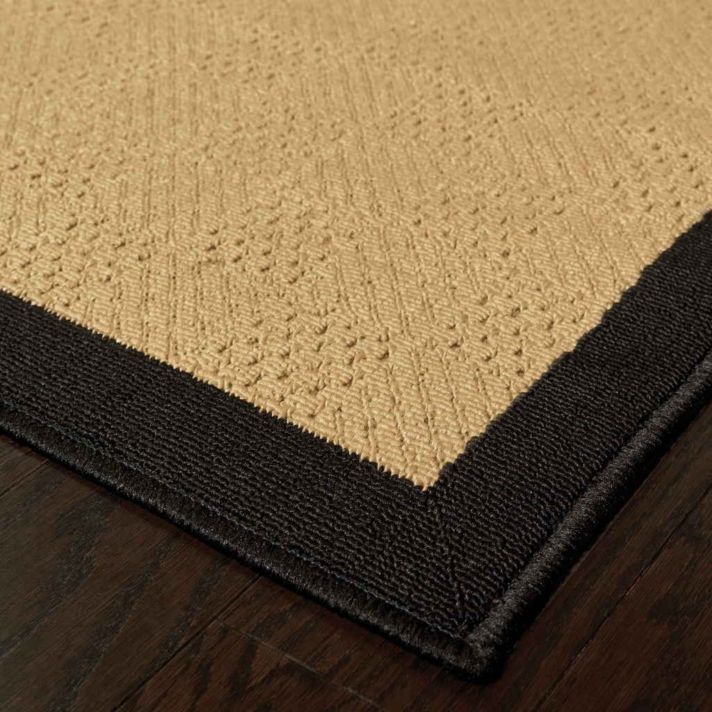 7' x 10' Beige and Black Indoor Outdoor Area Rug