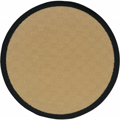 8' x 8' Beige and Black Indoor Outdoor Area Rug