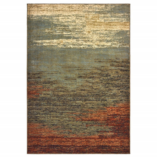 5’X7’ Blue And Brown Distressed Area Rug