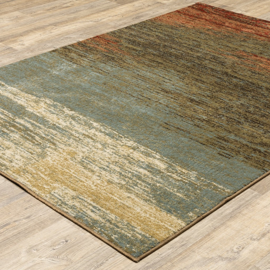 5’X7’ Blue And Brown Distressed Area Rug