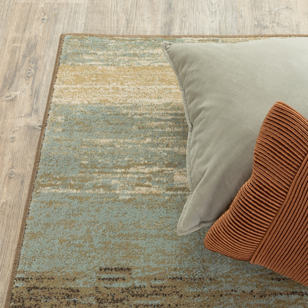 5’X7’ Blue And Brown Distressed Area Rug