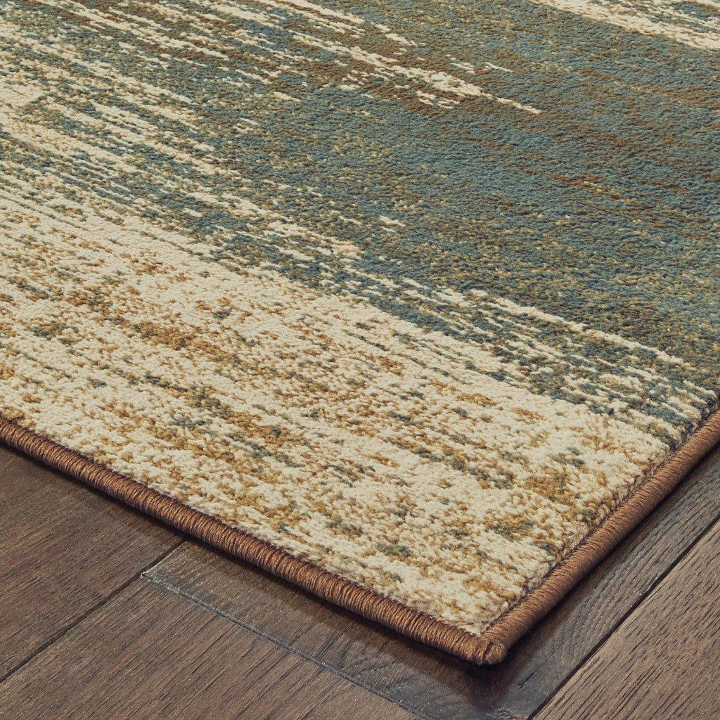 7’X9’ Blue And Brown Distressed Area Rug