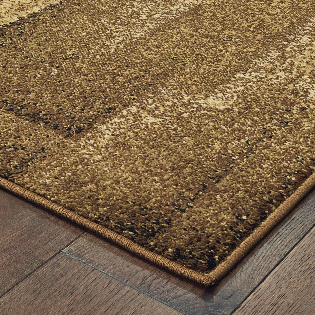 7’X9’ Brown And Beige Distressed Blocks Area Rug