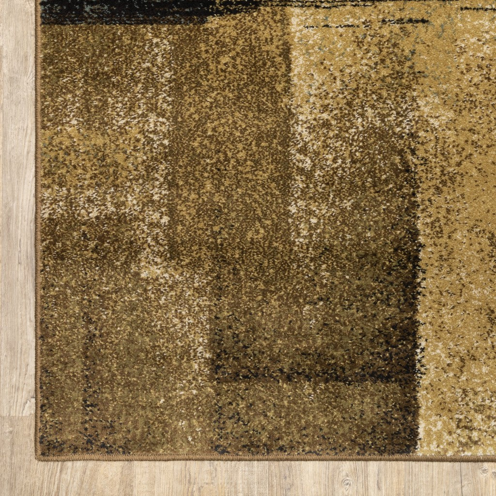 7’X9’ Brown And Beige Distressed Blocks Area Rug