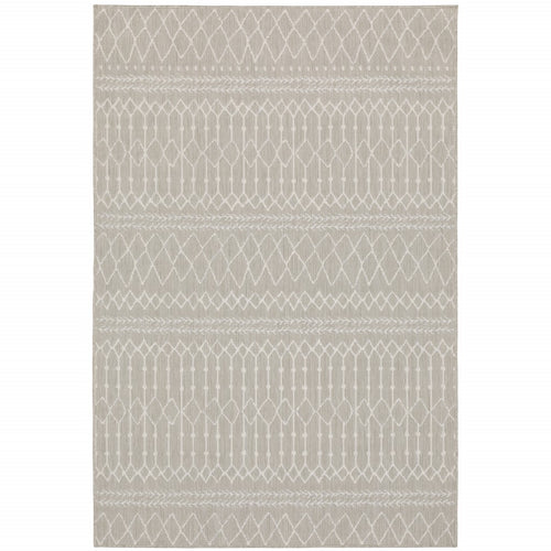 3' X 5' Gray and Ivory Indoor Outdoor Area Rug