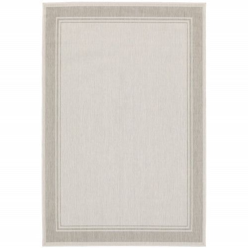 3' X 5' Gray and Ivory Indoor Outdoor Area Rug