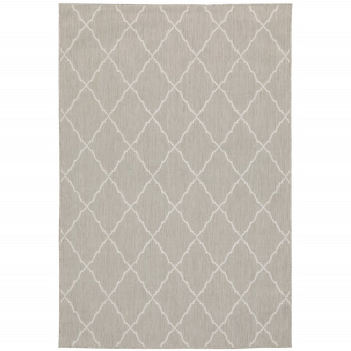 3' X 5' Gray and Ivory Indoor Outdoor Area Rug