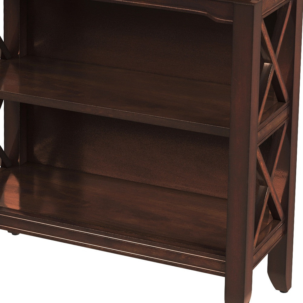 30" Brown Two Tier Standard Bookcase