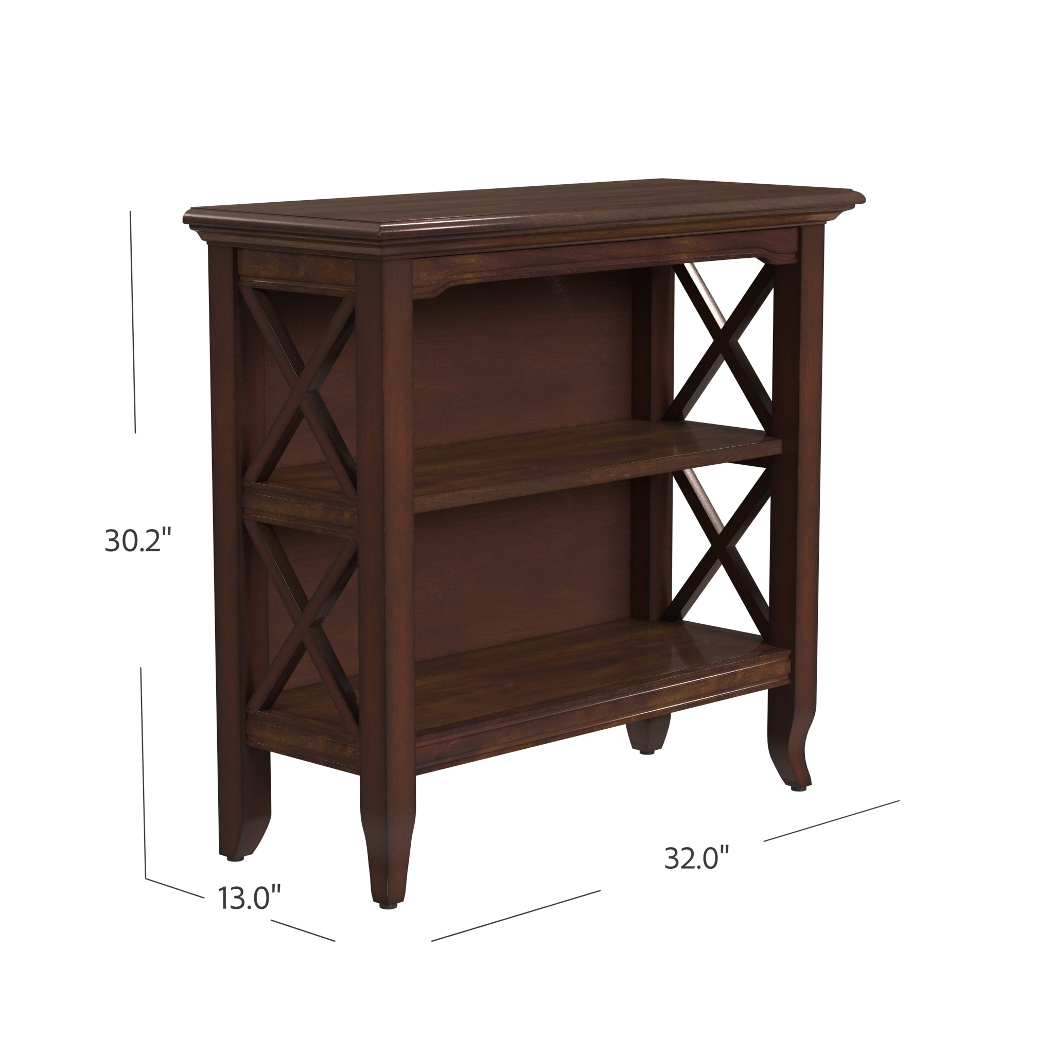 30" Brown Two Tier Standard Bookcase