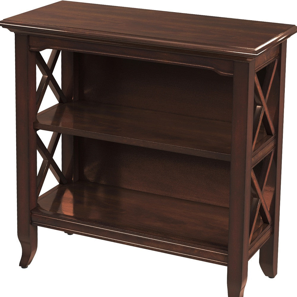 30" Brown Two Tier Standard Bookcase