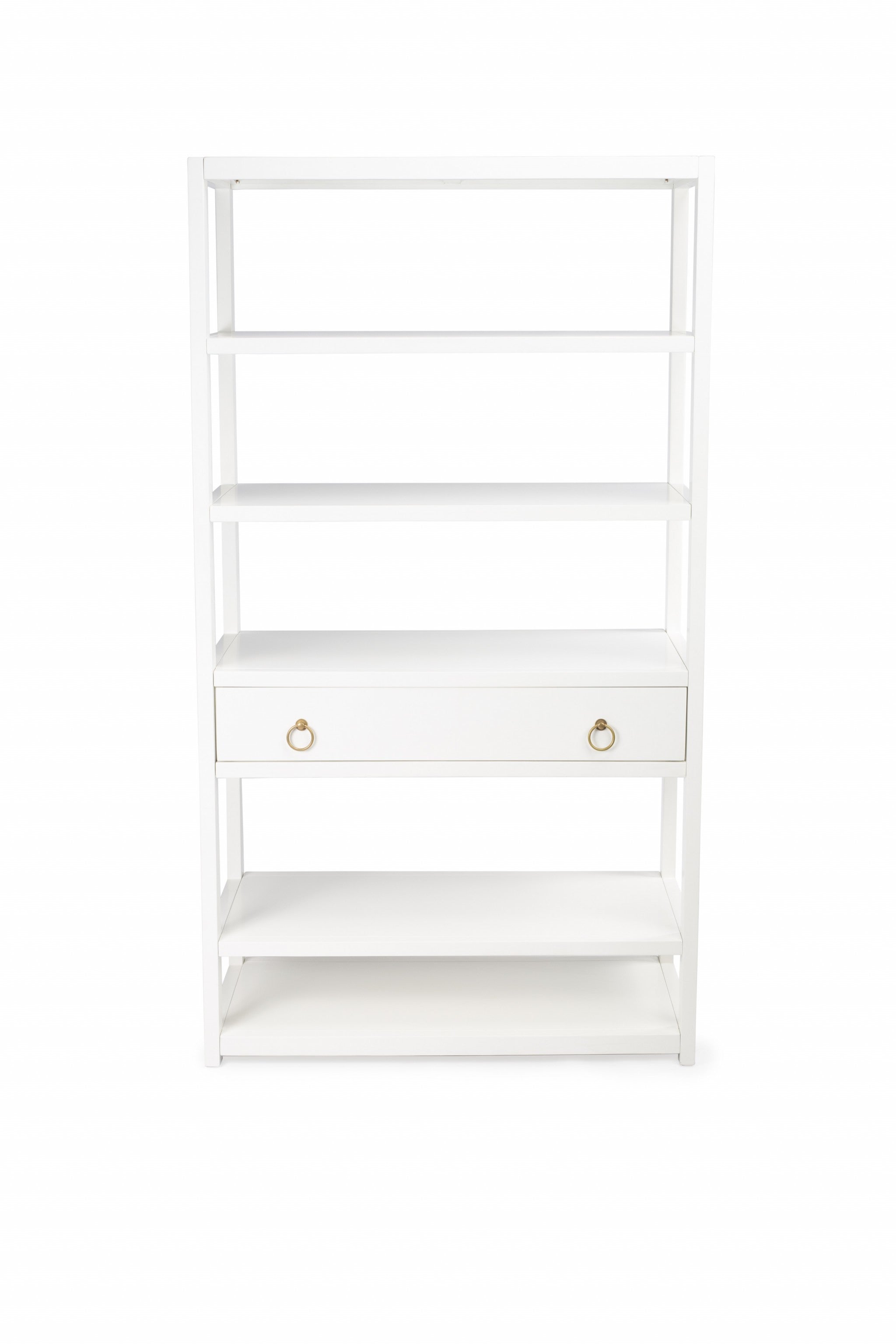 70" White Five Tier Standard Bookcase With One Drawer