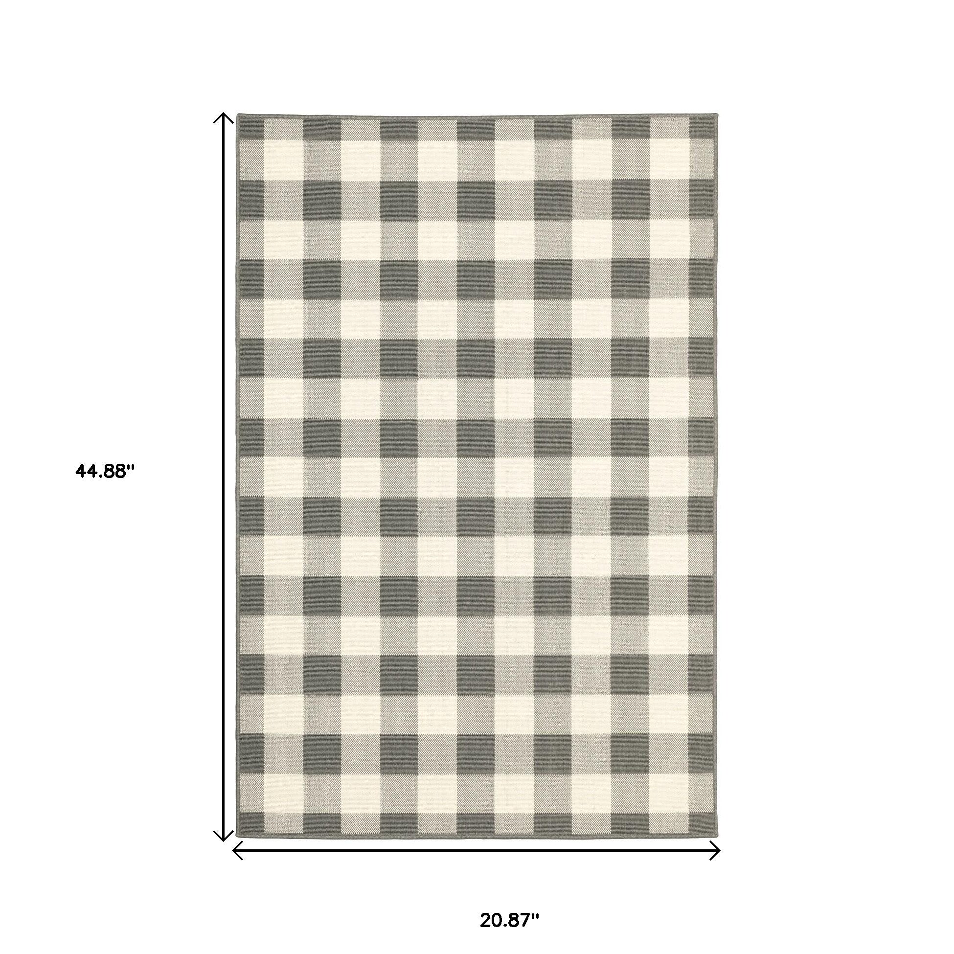 2' X 4' Gray and Ivory Indoor Outdoor Area Rug