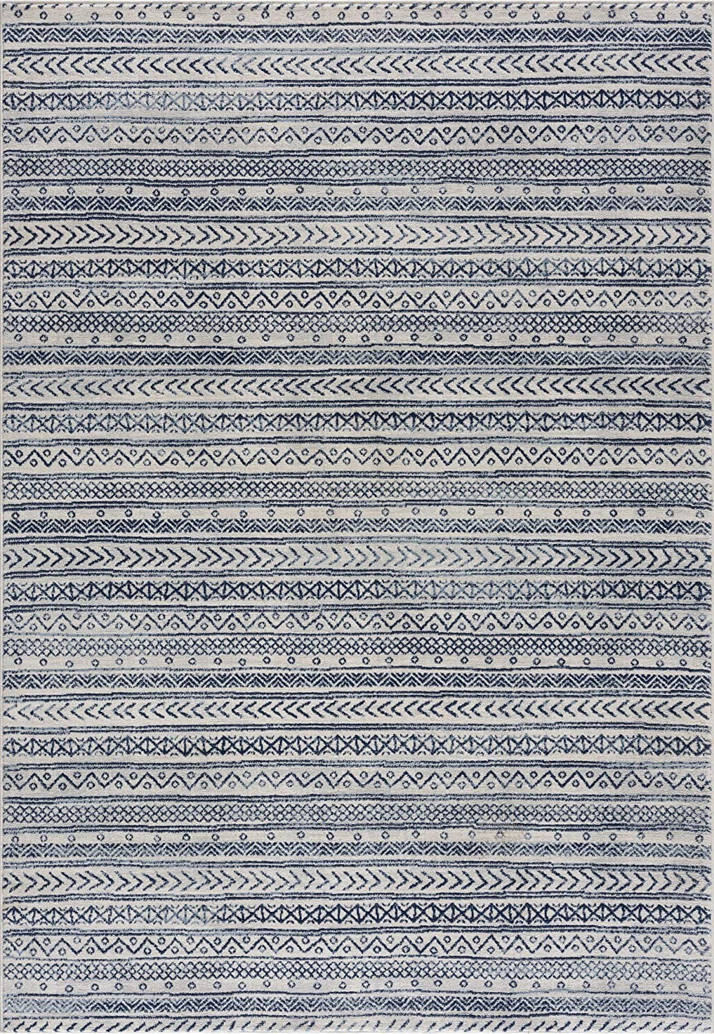 4’ X 6’ Navy Blue Decorative Stripes Area Rug