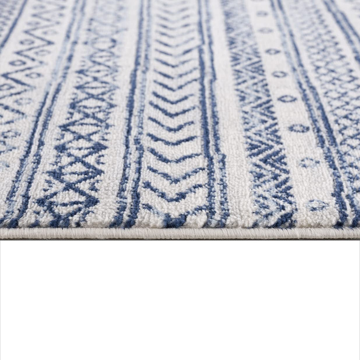 4’ X 6’ Navy Blue Decorative Stripes Area Rug