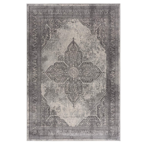 2’ X 6’ Gray Distressed Medallion Area Rug