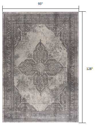 8’ X 11’ Gray Distressed Medallion Area Rug