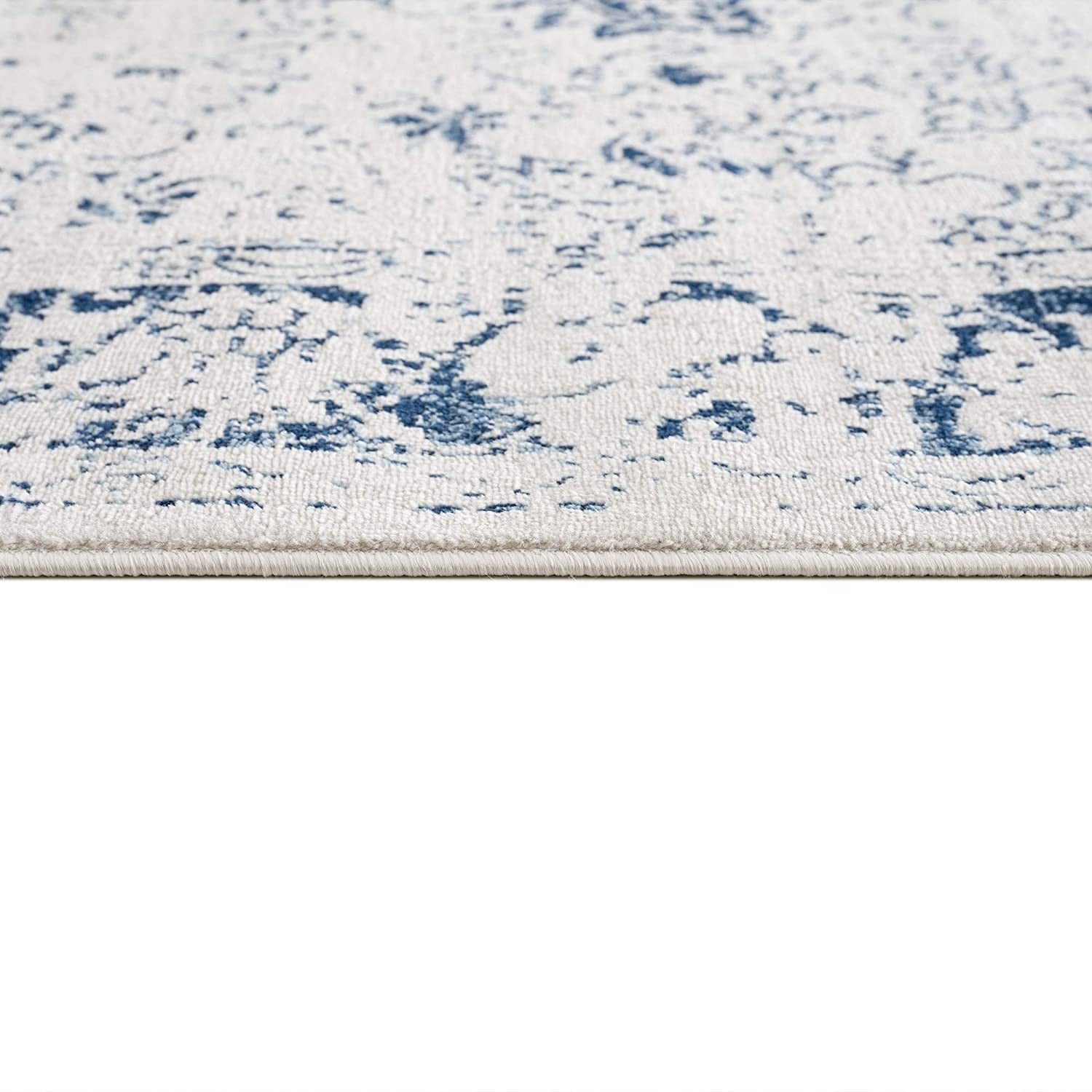 4’ X 6’ Navy Blue Distressed Floral Area Rug