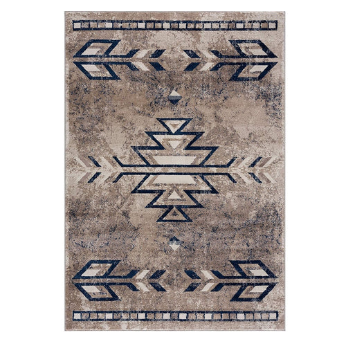 2’ X 3’ Beige And Blue Boho Chic Scatter Rug