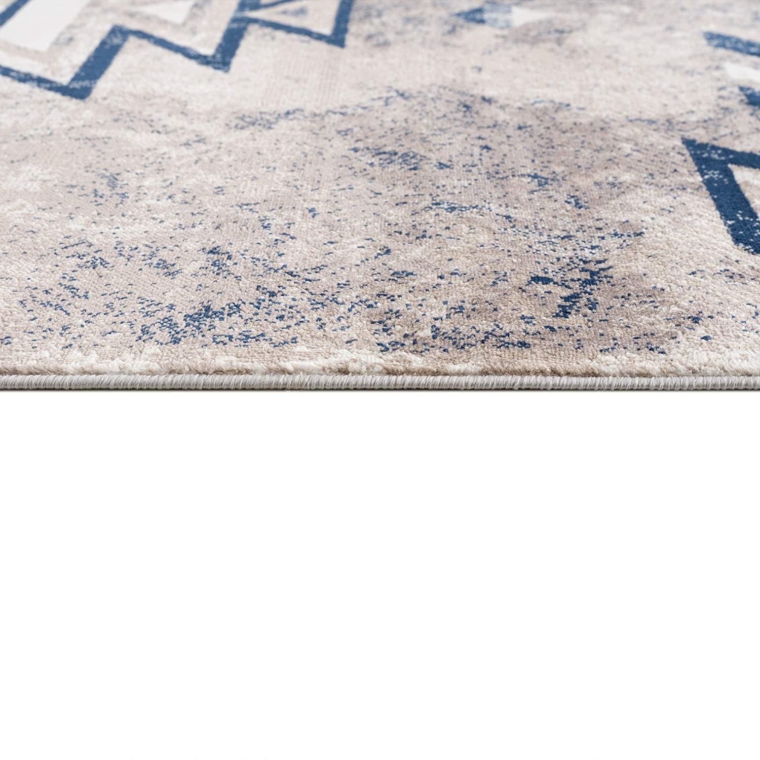 2’ X 3’ Beige And Blue Boho Chic Scatter Rug