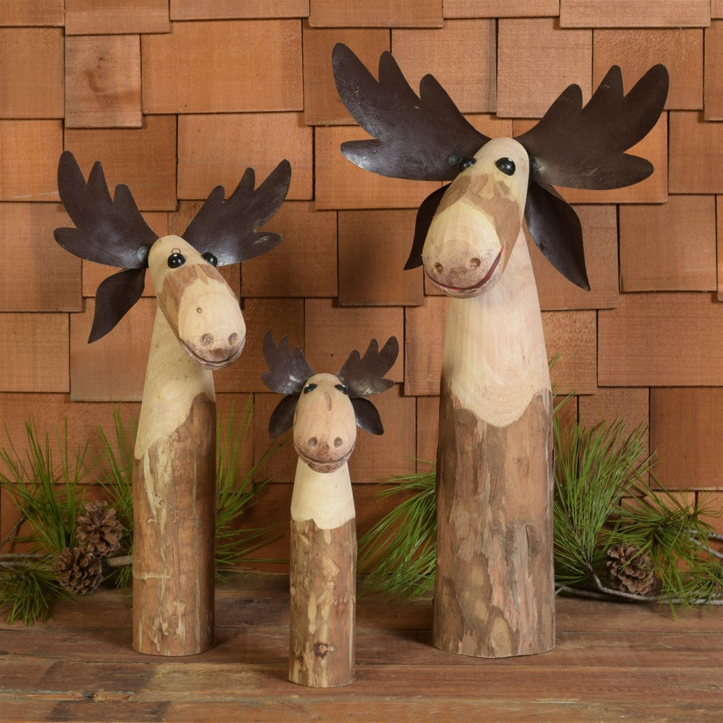 Wood And Metal Moose Sculpture