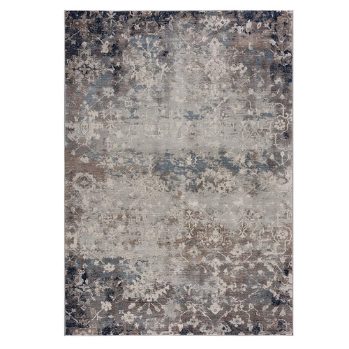 2’ X 5’ Navy And Beige Distressed Vines Area Rug