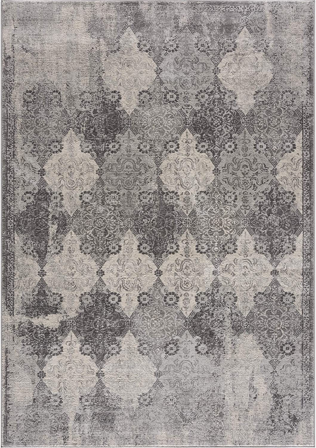 2’ X 3’ Gray Distressed Trellis Pattern Scatter Rug