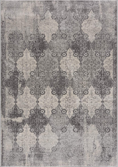 2' X 5' Grey Damask Area Rug