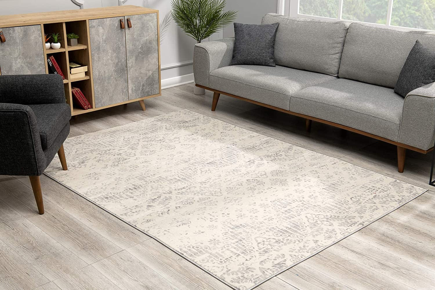 2' X 5' Ivory Abstract Area Rug