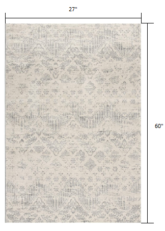 2' X 5' Ivory Abstract Area Rug