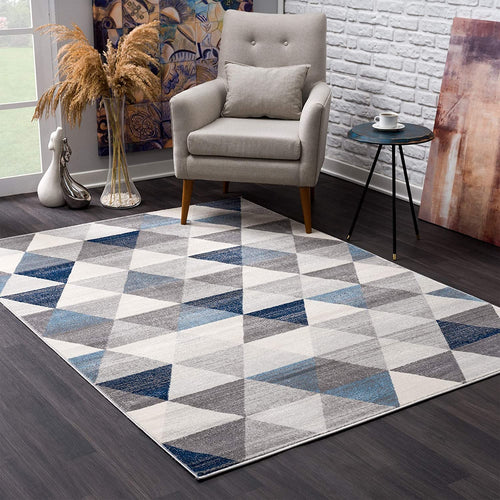 2’ X 3’ Navy Blue Geometric Diamond Scatter Rug