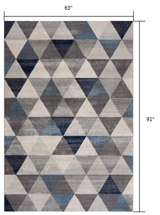 5’ X 8’ Navy Blue Geometric Diamond Area Rug