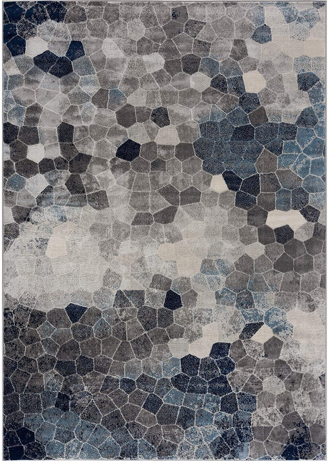 2’ X 3’ Navy Blue Cobblestone Pattern Scatter Rug