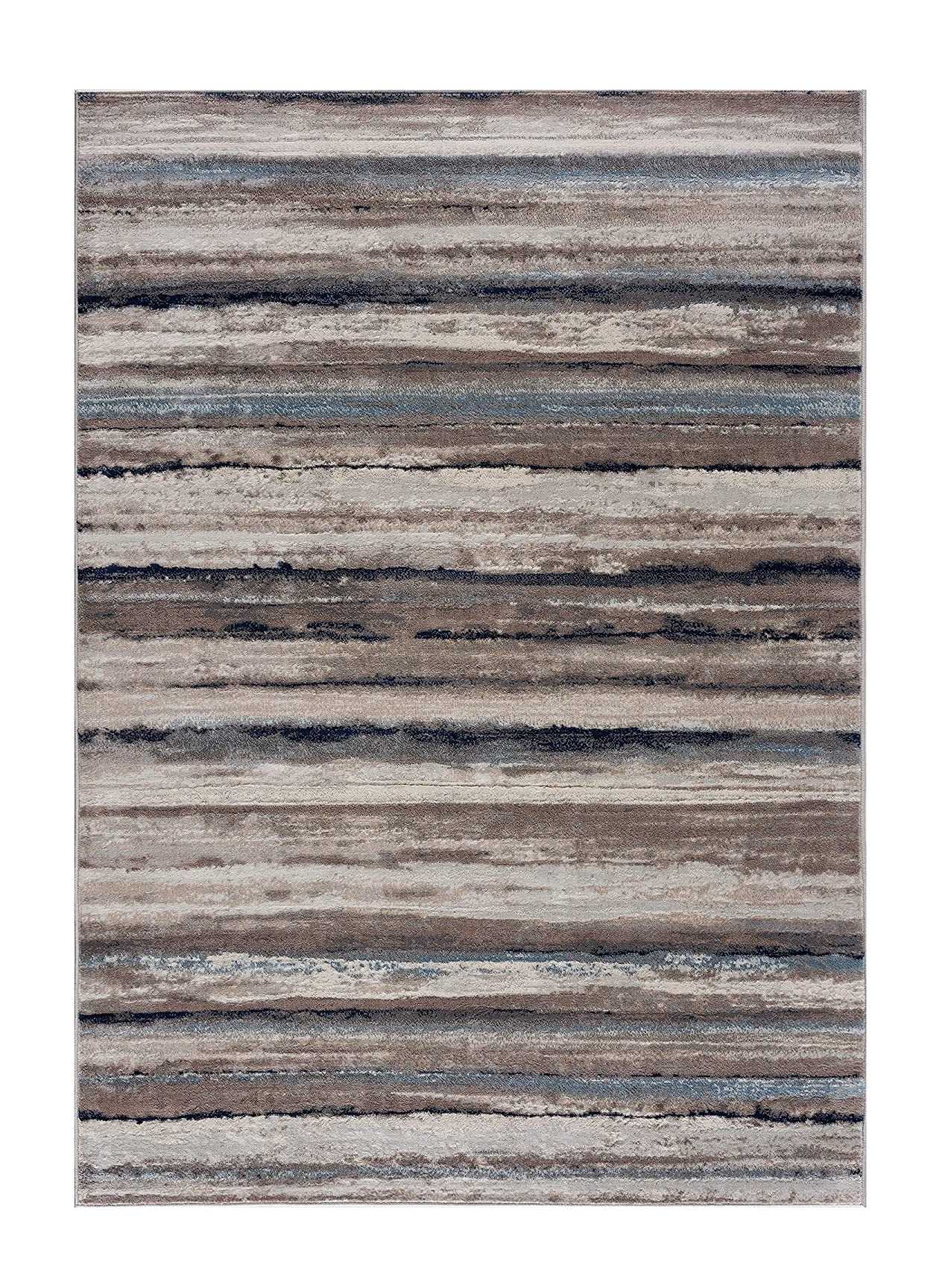 2’ X 3’ Blue And Beige Distressed Stripes Scatter Rug