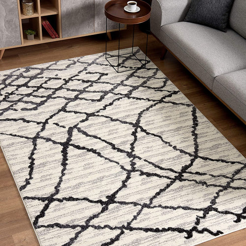 4’ X 6’ Gray And Black Modern Abstract Area Rug