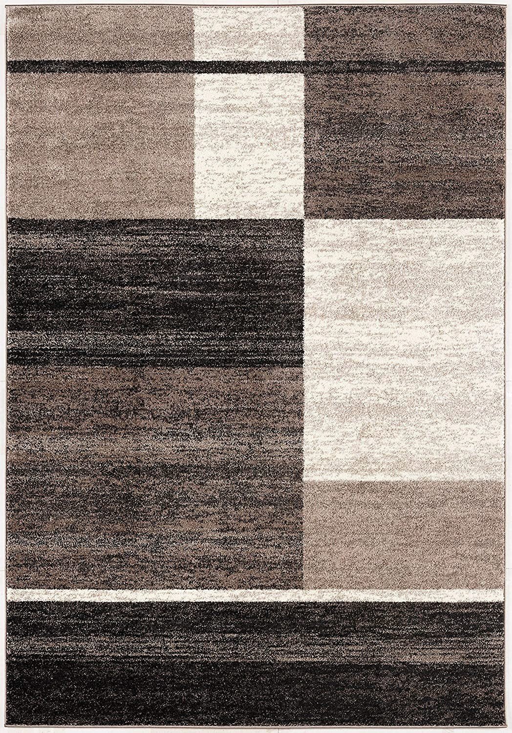 4’ X 6’ Brown And Beige Abstract Blocks Area Rug