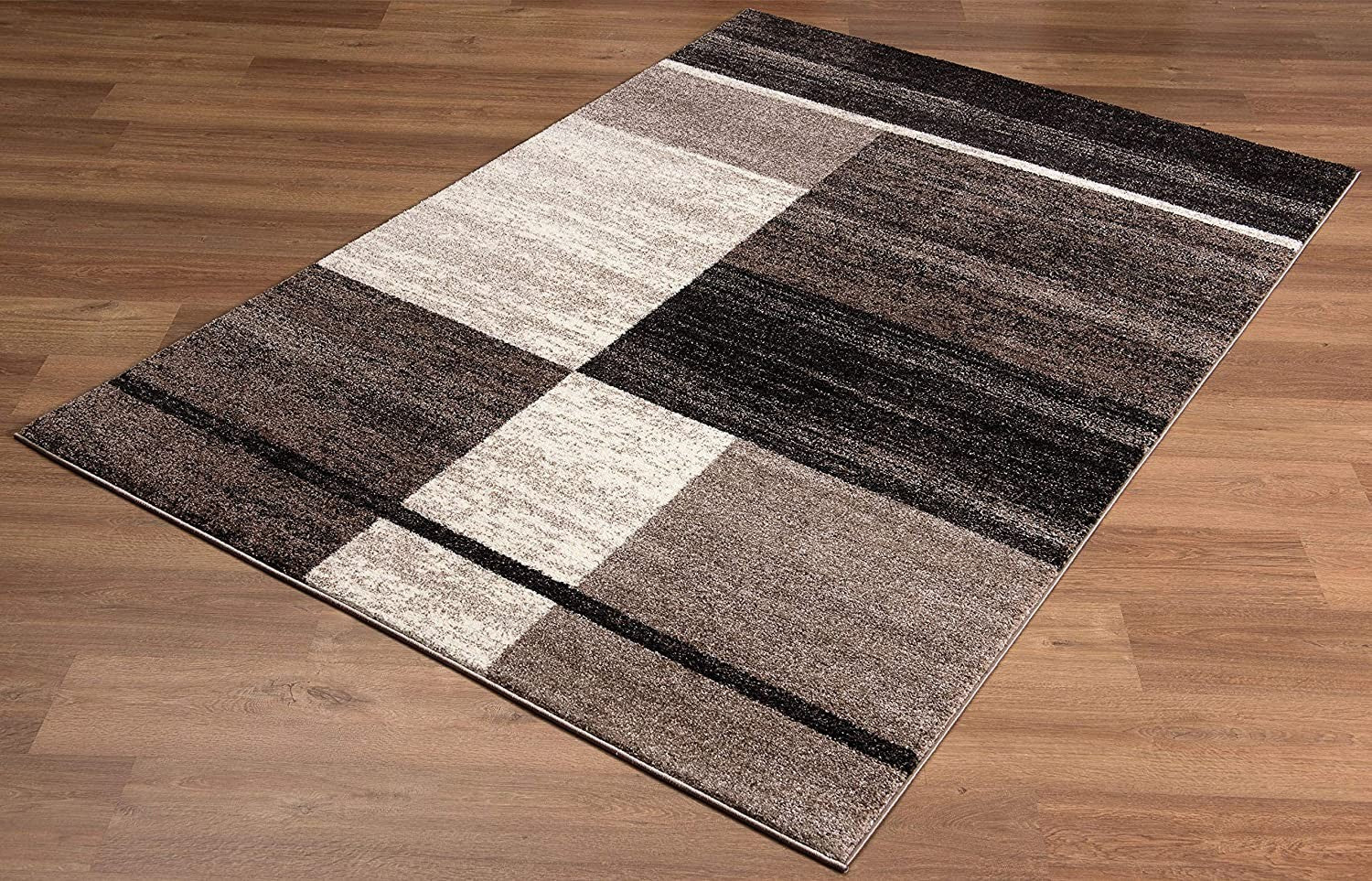 4’ X 6’ Brown And Beige Abstract Blocks Area Rug