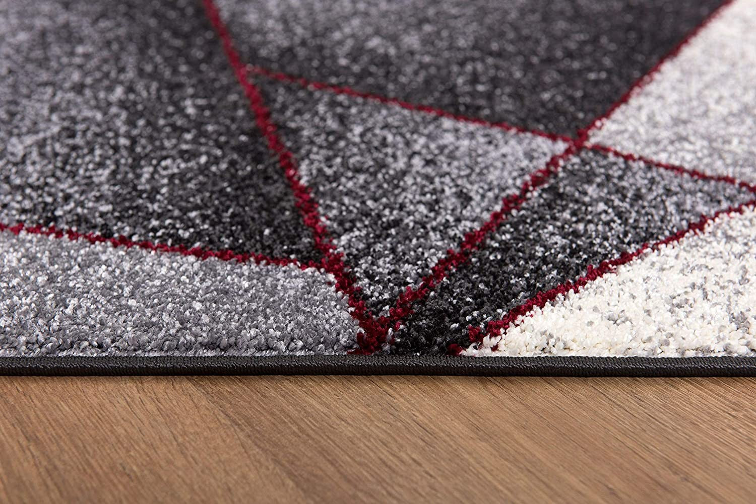 7' X 9' Grey Red Geometric Area Rug