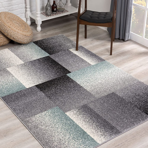 4' X 6’ Gray Modern Geometric Area Rug