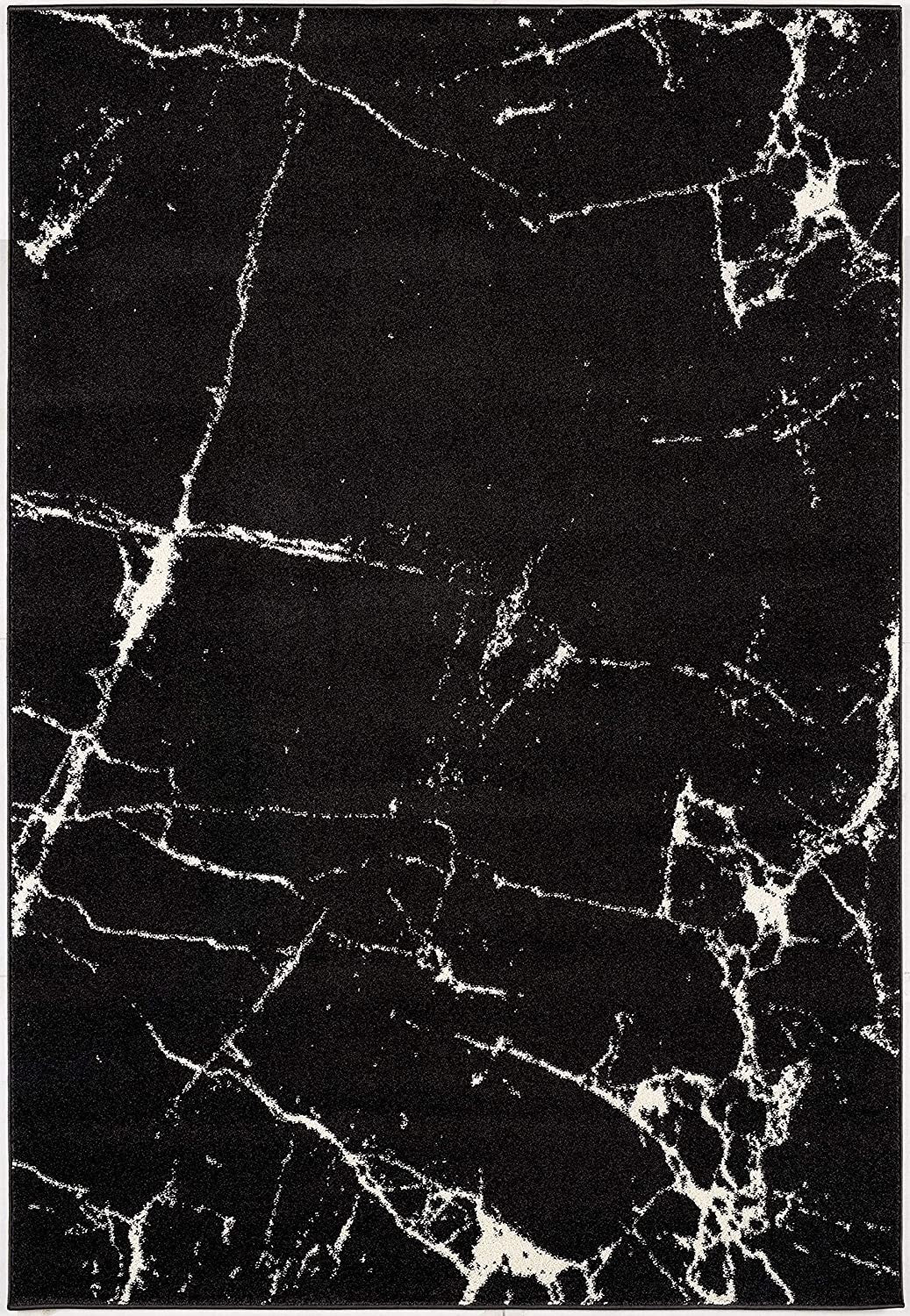 5’ X 8’ Black And White Abstract Breakage Area Rug