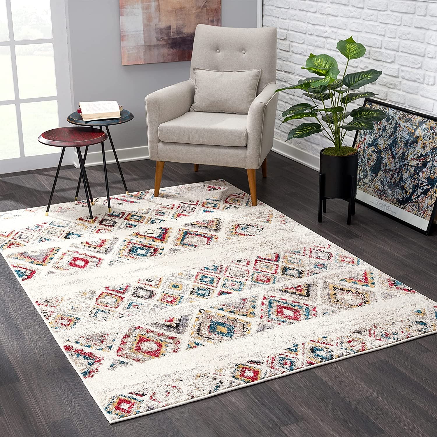 4' X 6' Cream Southwestern Area Rug