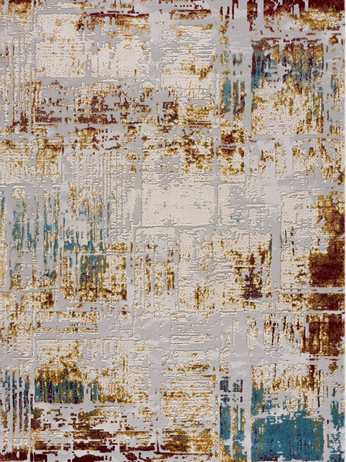 3' X 5' Beige And Gold Abstract Area Rug