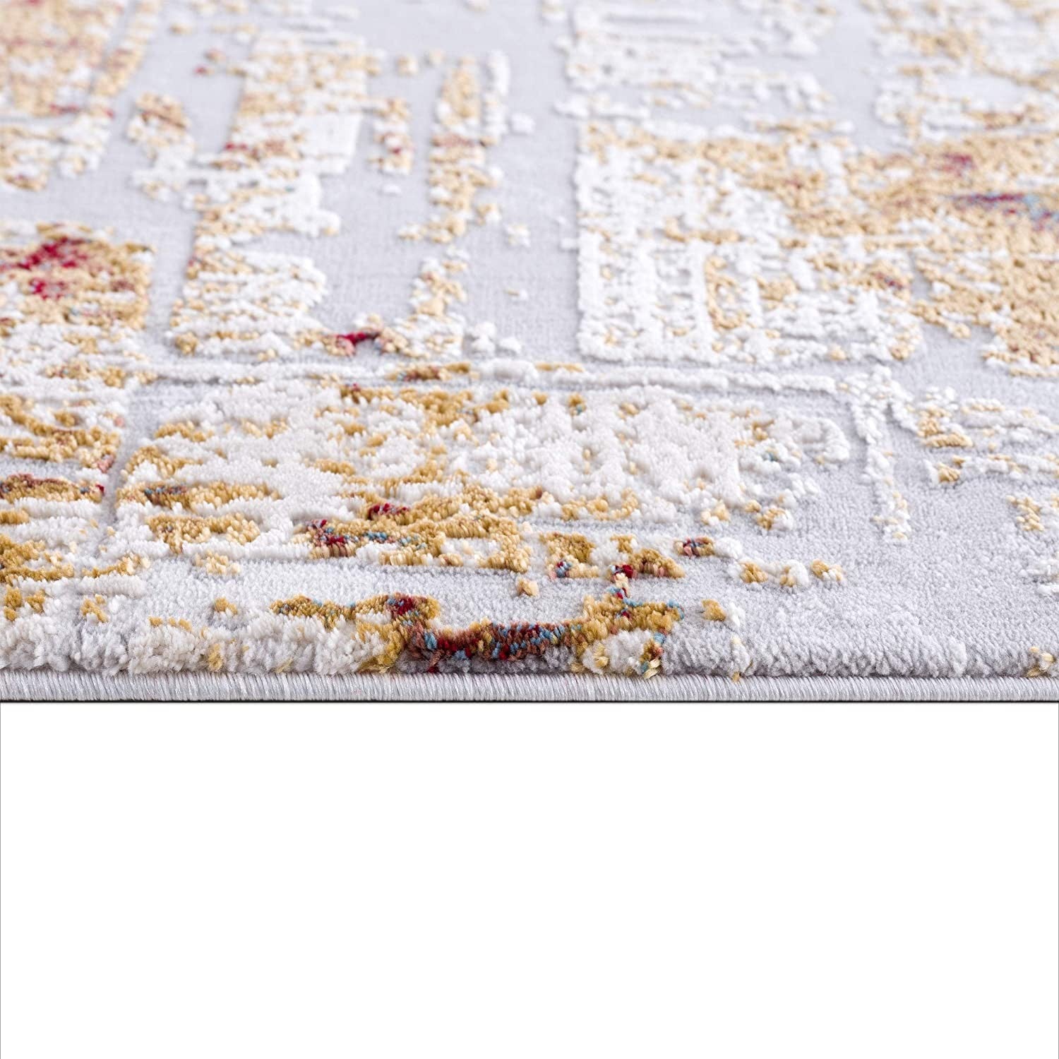 4’ X 6’ Abstract Beige And Gold Modern Area Rug