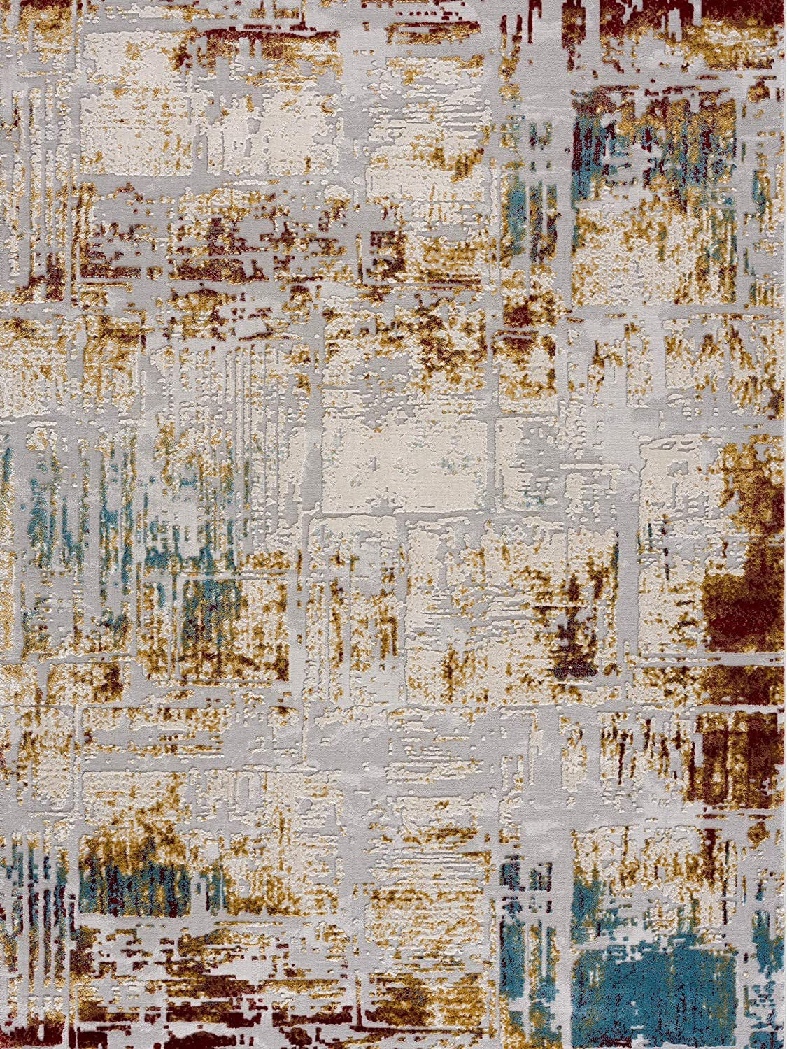 4’ X 6’ Abstract Beige And Gold Modern Area Rug