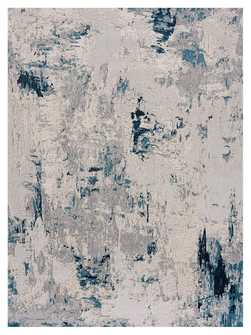 3’ X 5’ Blue And Ivory Abstract Strokes Area Rug