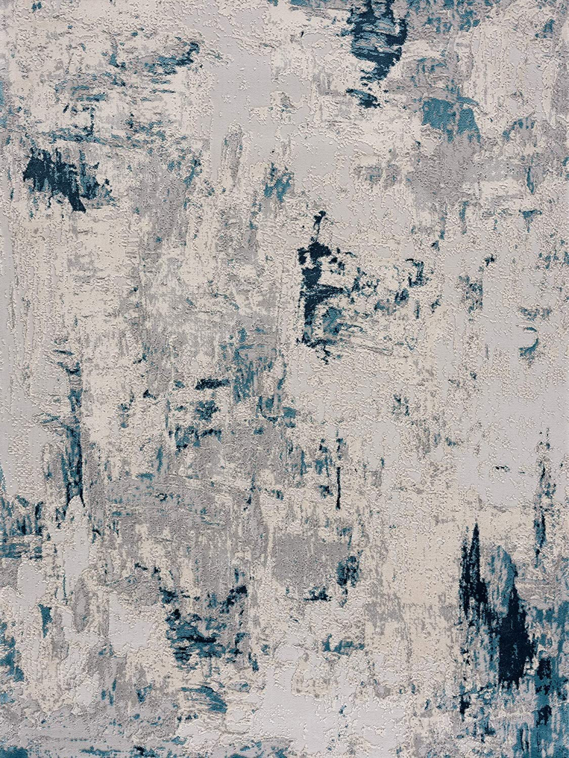 5’ X 8’ Blue And Ivory Abstract Strokes Area Rug