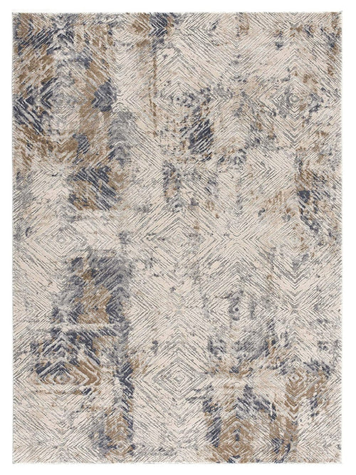 5’ X 8’ Ivory And Beige Abstract Diamonds Area Rug