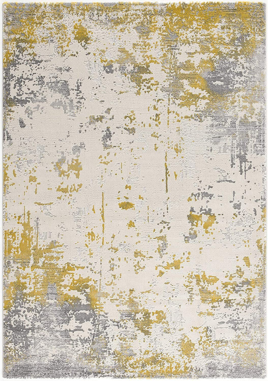 9’ x 13’ Gold and Gray Abstract Area Rug